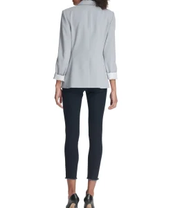 Women's One-Button Jacket With Striped Cuffs