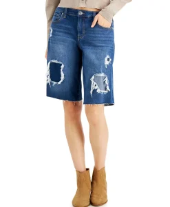 Women's Patchwork Bermuda Jean Shorts