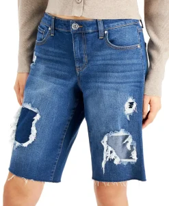 Women's Patchwork Bermuda Jean Shorts