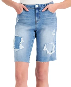 Women's Patchwork Bermuda Jean Shorts