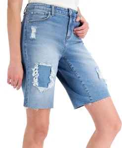 Women's Patchwork Bermuda Jean Shorts