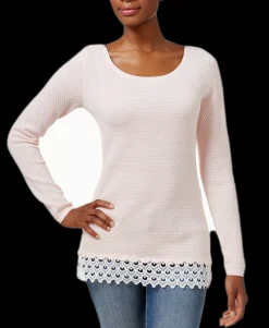 Women's Patterned Lace-Hem Sweater