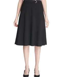 Women's Petite Belted A-Line Skirt