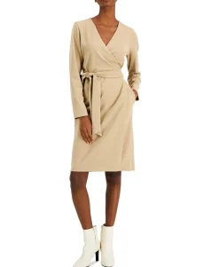 Women's Petite Belted Wrap Dress