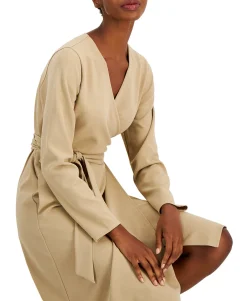 Women's Petite Belted Wrap Dress