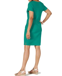 Women's Petite Button-Shoulder Shirtdress