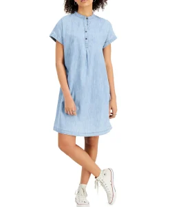 Women's Petite Chambray Shirtdress