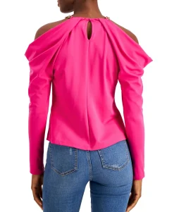 Women's Petite Cold-Shoulder Chain Top