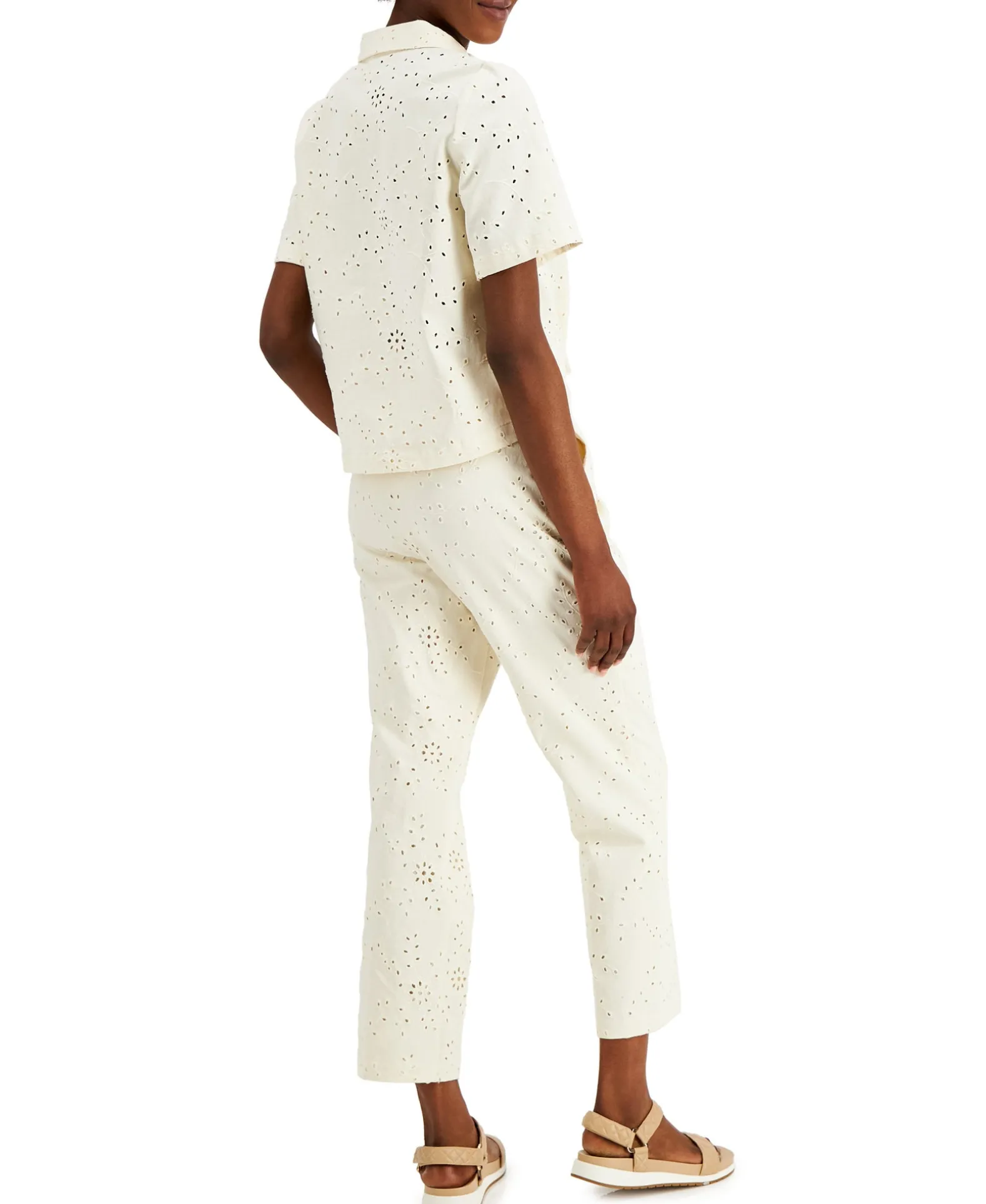 Women's Petite Cotton Eyelet Top