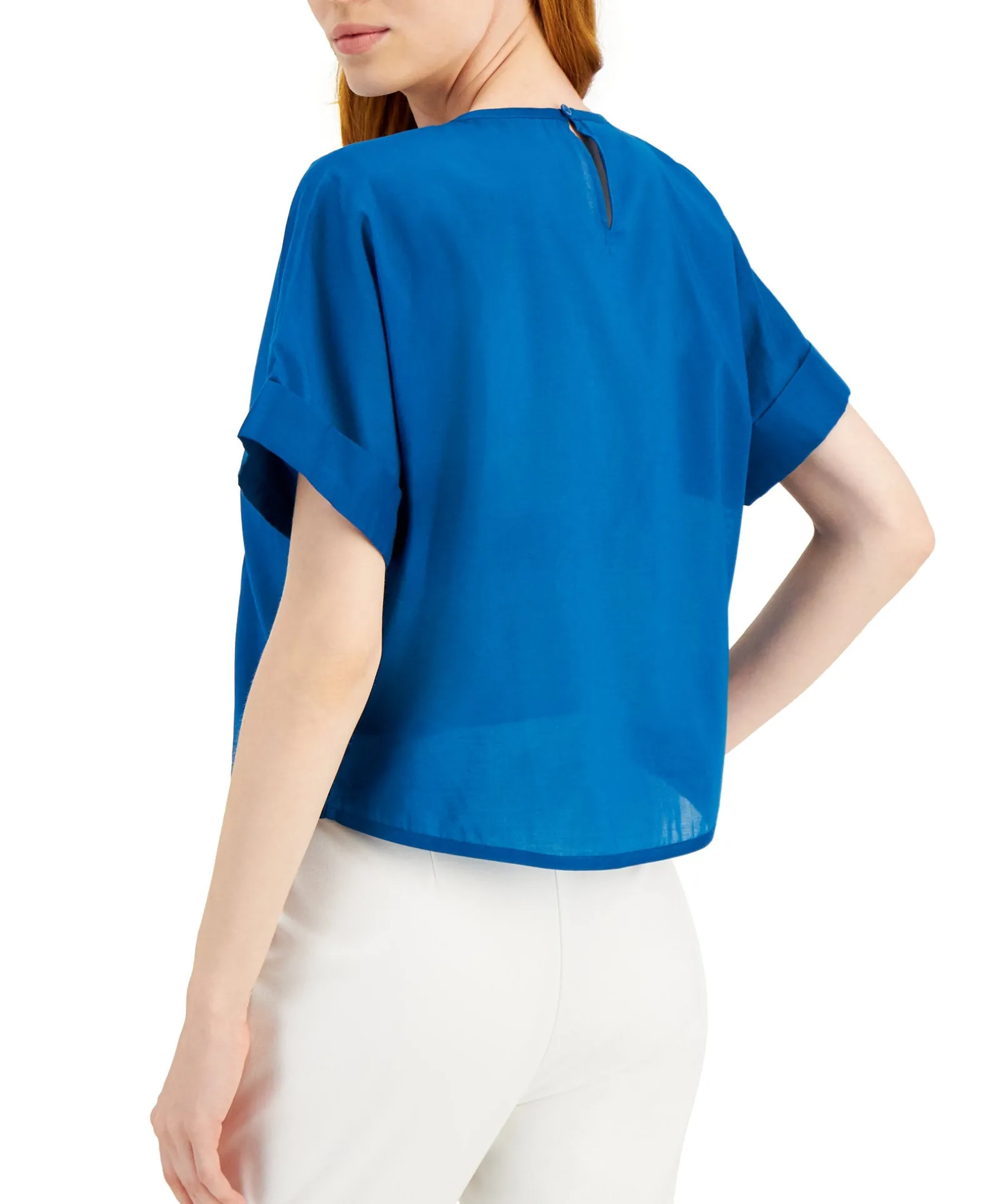 Women's Petite Cotton Pintuck Top