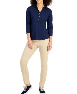 Women's Petite Cotton Polo Top