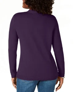 Women's Petite Cotton Toggle Henley Sweater