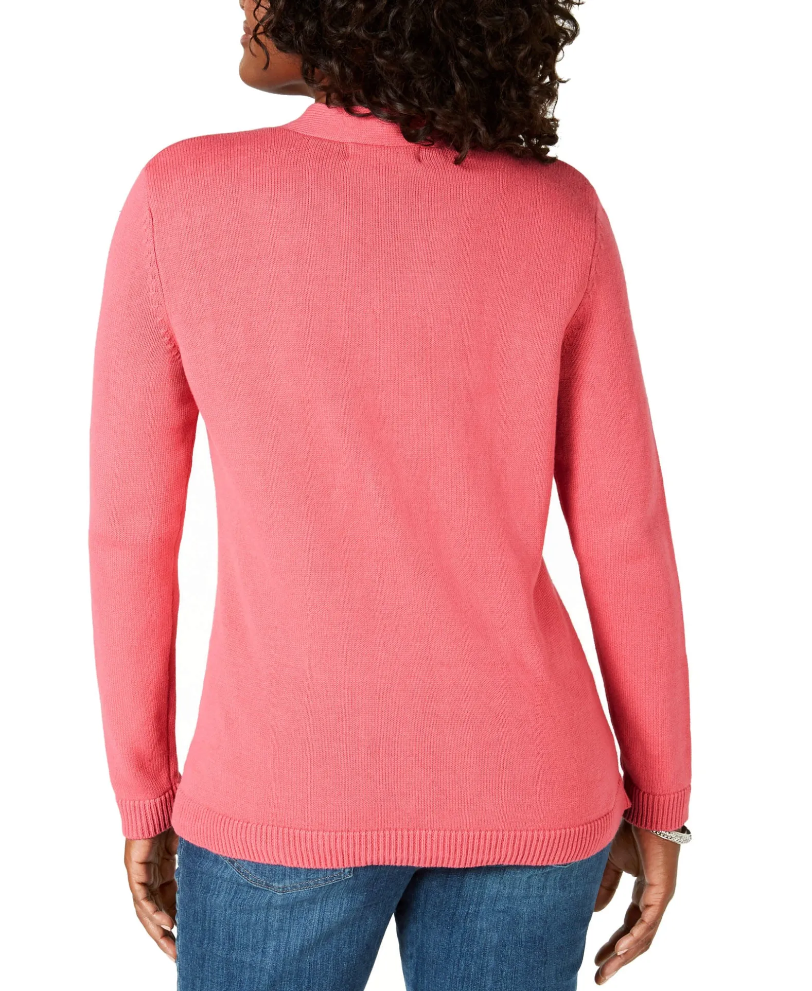 Women's Petite Cotton Toggle Henley Sweater