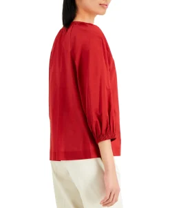 Women's Petite Cotton Y-Neck Top