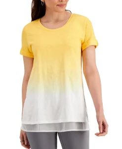 Women's Petite Dip-Dyed Layered T-Shirt