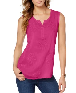 Women's Petite Embroidered Top