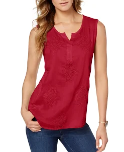 Women's Petite Embroidered Top