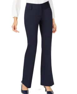 Women's Petite Faux-Leather-Trim Wide-Leg Trousers