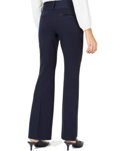 Women's Petite Faux-Leather-Trim Wide-Leg Trousers