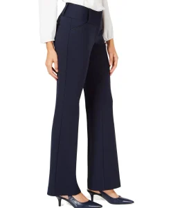 Women's Petite Faux-Leather-Trim Wide-Leg Trousers