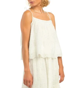 Women's Petite Floral Eyelet Cami Top