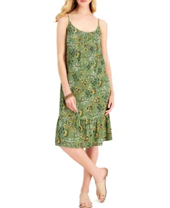Women's Petite Floral-Print Sleeveless Shift Dress