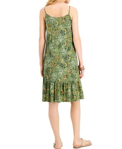 Women's Petite Floral-Print Sleeveless Shift Dress