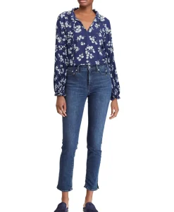 Women's Petite Floral-Print Georgette Top