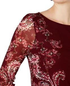 Women's Petite Floral-Print Mesh Top