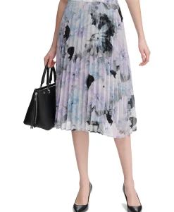 Women's Petite Floral-Print Pleated Skirt