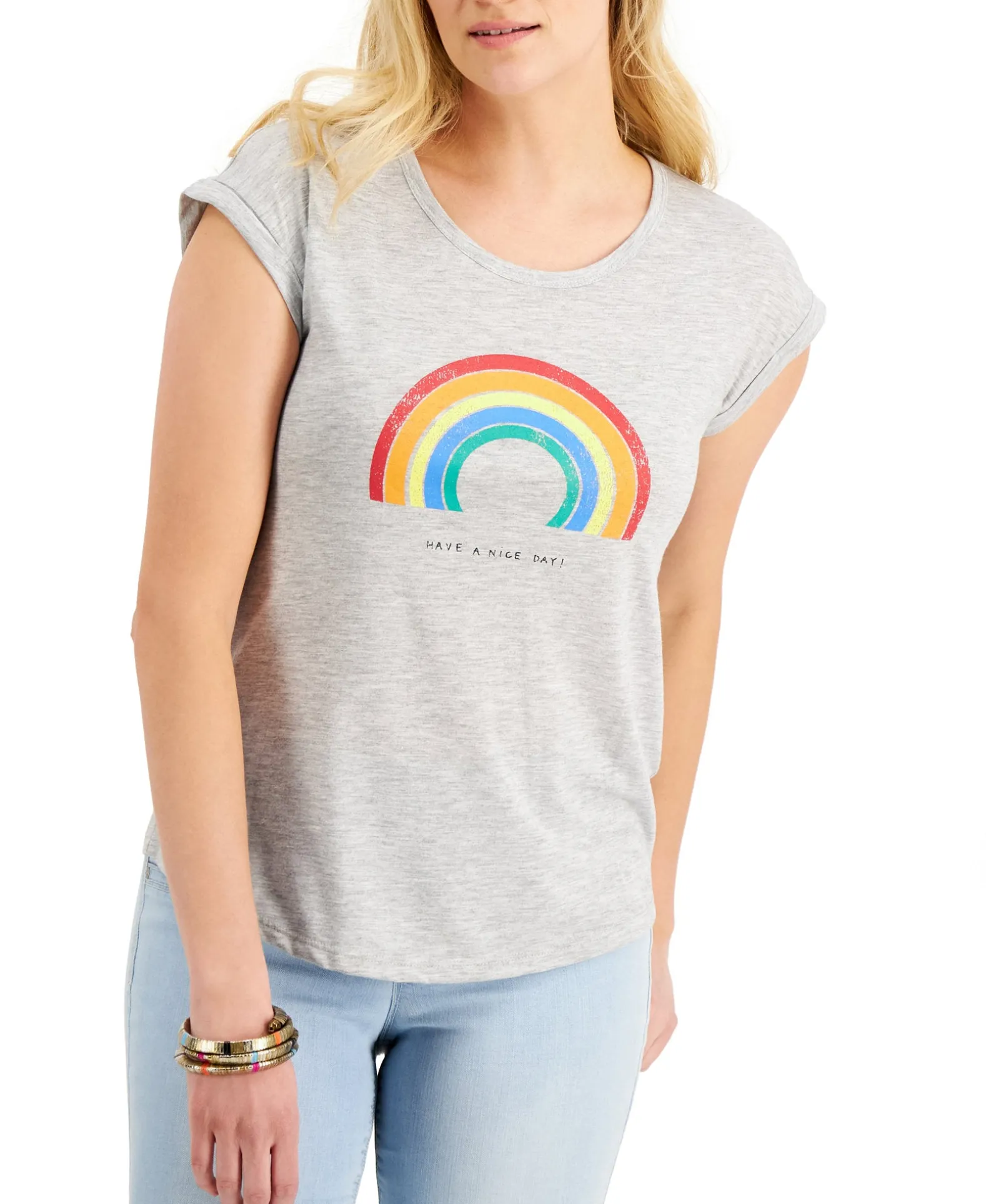 Women's Petite Graphic-Print Scoop-Neck T-Shirt