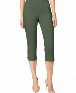 Women's Petite Lattice-Hem Cropped Pants