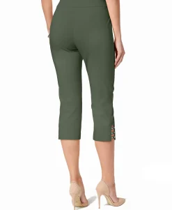 Women's Petite Lattice-Hem Cropped Pants