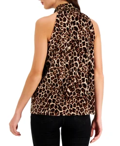 Women's Petite Leopard-Print Halter Top