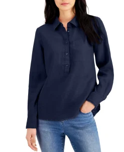 Women's Petite Linen Shirt