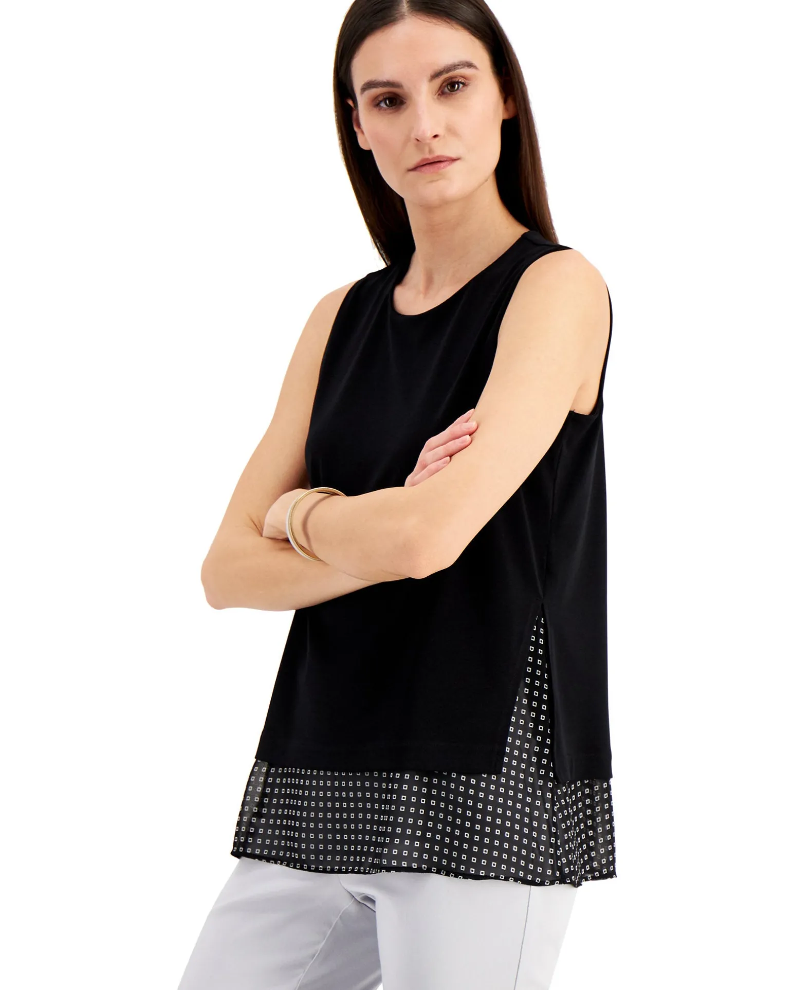 Women's Petite Overlay Tank Top