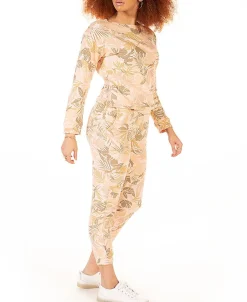 Women's Petite Palm-Print Pullover Top