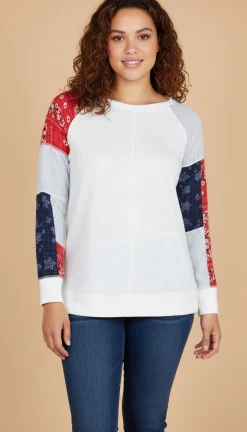 Women's Petite Patchwork Sweatshirt