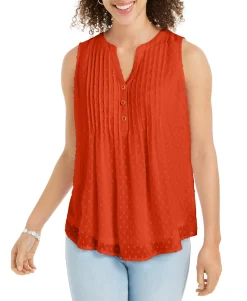Women's Petite Pleated Clip-Dot Top
