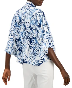 Women's Petite Printed Oversized Blouse