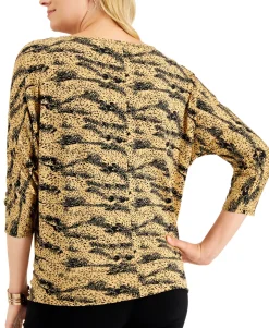 Women's Petite Printed 3/4-Sleeve Top