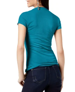 Women's Petite Ribbed V-Neck Top