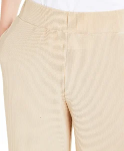 Women's Petite Ribbed Wide-Leg Pants