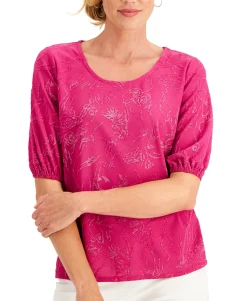 Women's Petite Shine Jacquard Top