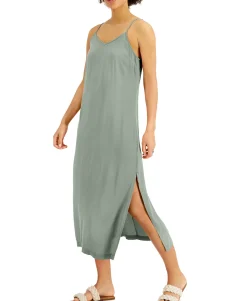 Women's Petite Side-Slit Slip Dress