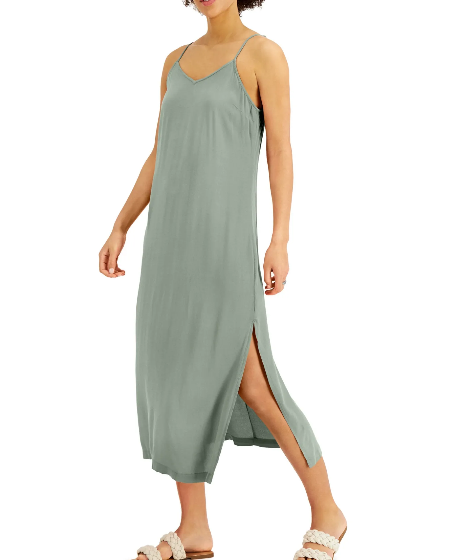 Women's Petite Side-Slit Slip Dress