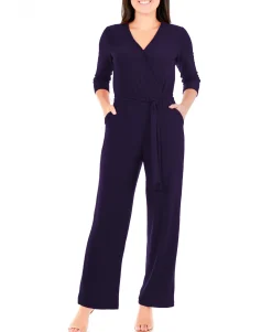 Women's Petite Size Belted Jumpsuit
