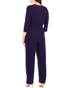 Women's Petite Size Belted Jumpsuit