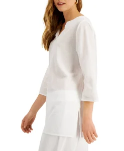 Women's Petite Split-Neck Tunic