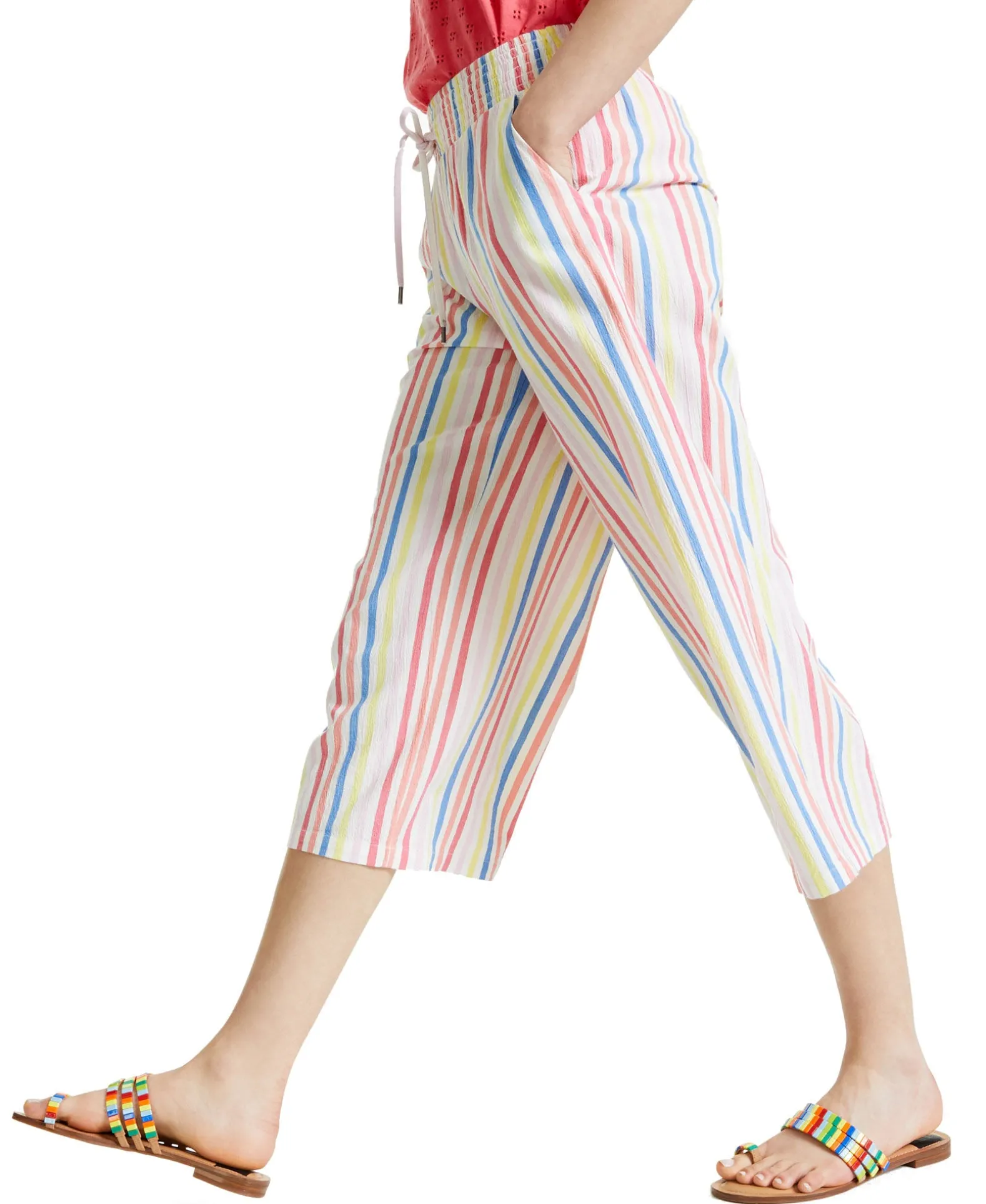 Women's Petite Striped Gauze Pants
